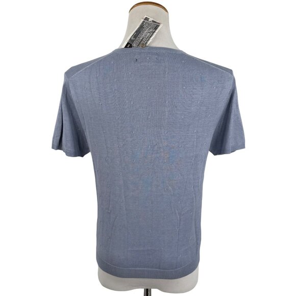 Vtg 90s City Silk Button Up Silk Blend Periwinkle Knit Top | Grandmacore Y2K P/M - Picture 6 of 15